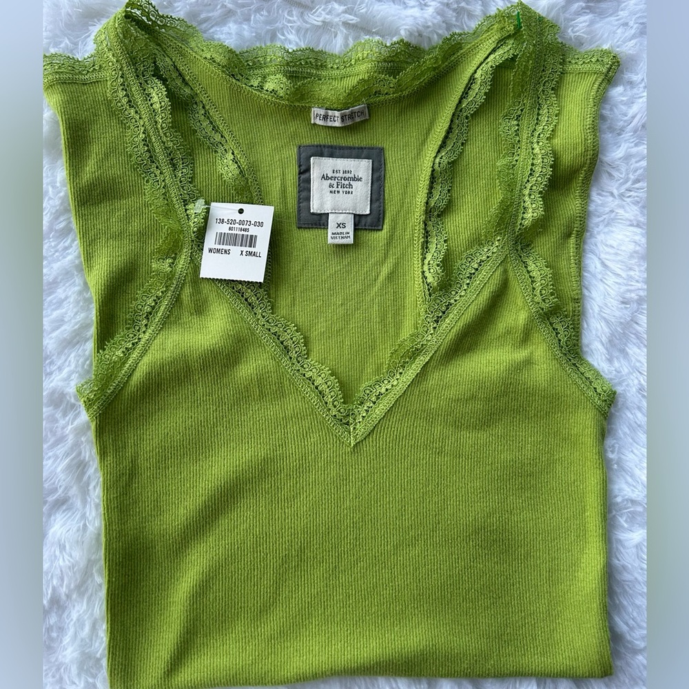 SOLD: DPOP Abercrombie & Fitch Green Lace Trim Tank Top with Hardcase Free